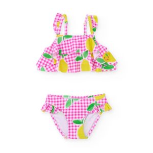 Bikini da bambina rosa a quadretti TUC TUC