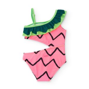 Costume da bagno da bambina in maglia con volant asimmetrico TUC TUC
