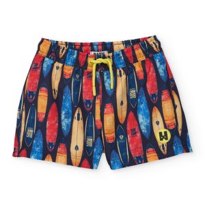 BERMUDA da bambino in tessuto piano con tavole da surf TUC TUC