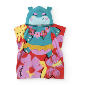 Asciugamano poncho da bambina in maglia con cappuccio Tuc Tuc