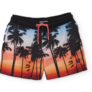 Costume da bagno da bambino in tessuto piano con palme a contrasto TUC TUC