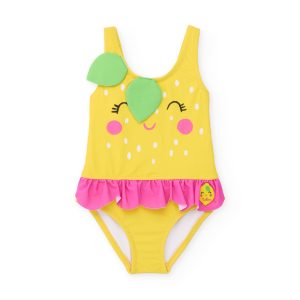 Costume da bagno da bambina in maglia con foglie in rilievo TUC TUC