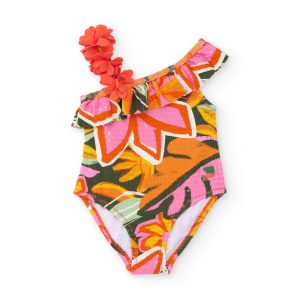 Costume da bagno da bambina in maglia con spallina asimmetrica TUC TUC
