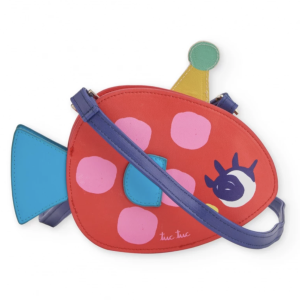 Borsa bambina in tessuto piano con design a pesce