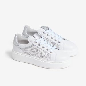 Sneakers da ragazza in pelle e tessuto tecnico Nero Giardini